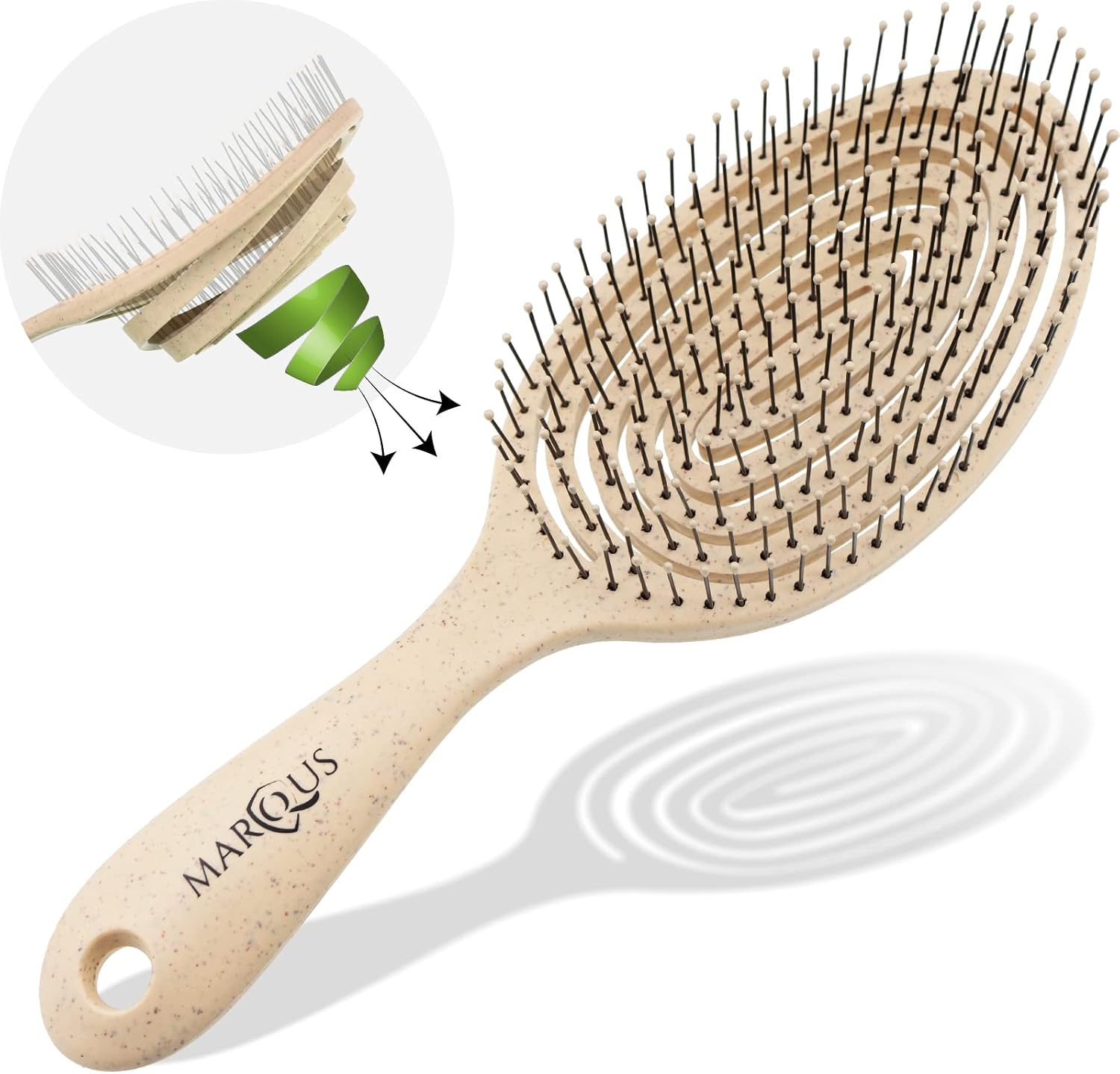 marQus Detangling Hair Brush for Women and Men, With Ultra-Soft, Flexible Bristles and Body, Glides Through Tangles with Ease