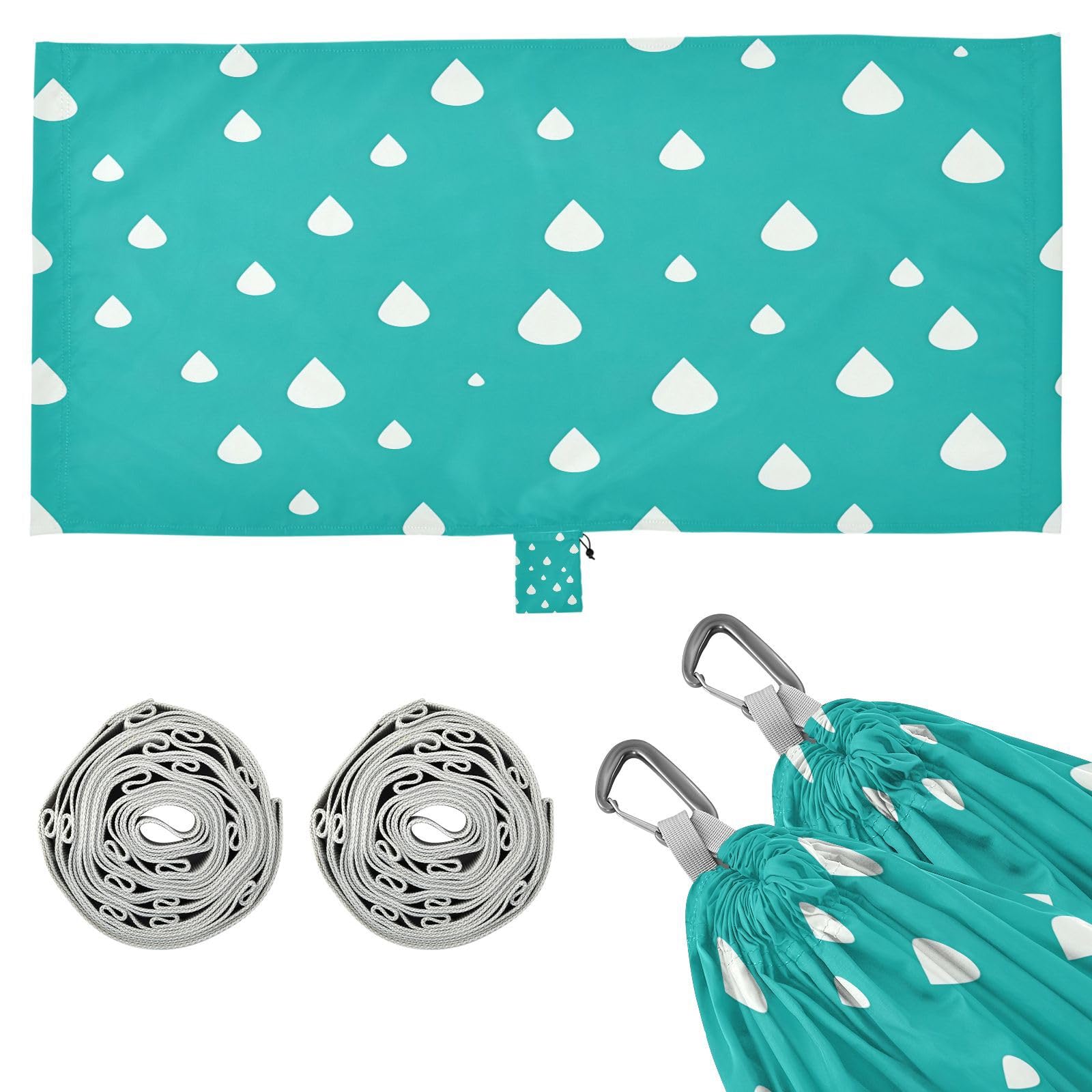 ATTX Raindrops Pattern Camping Hammock - Lightweight & Portable Hammocks, Heavy Duty 330lbs Capacity for Indoor, Hiking, Backpacking, Travel, Backyard, Beach#580