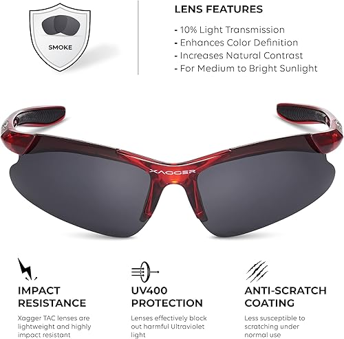 Miniatura 3 de Xagger Gafas de sol deportivas polarizadas para niños y niñas, gafas de béisbol y sóftbol, montura TR90