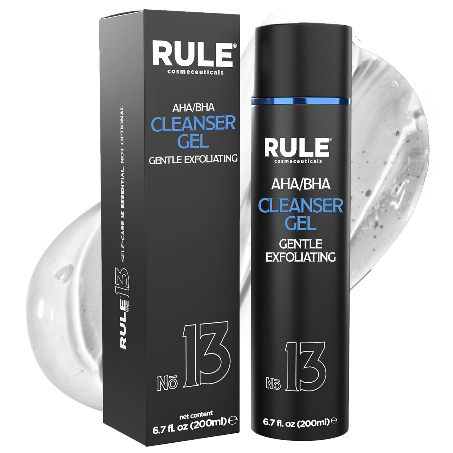 No.13 AHA BHA Cleanser, Exfoliating Face Wash for Smooth Skin & Pores, Gentle Facial Exfoliator for Redness & Blackheads, Hydrating pH-Balanced Gel, Oily & Sensitive Skin, 200 mL