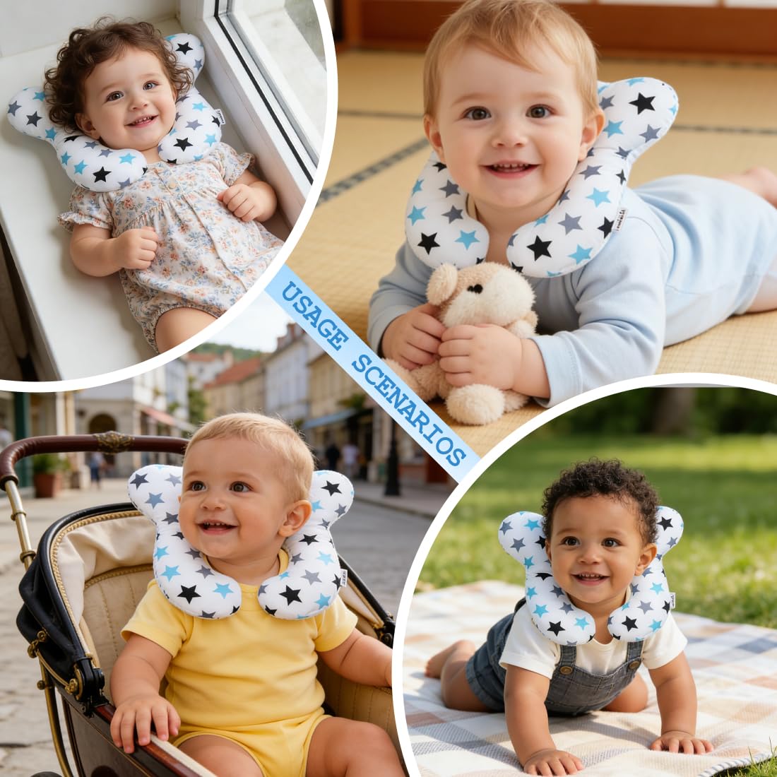 Almohada de viaje para niños, almohada de apoyo, almohada de viaje para bebé, almohada cervical en forma de U, cojines para dormir para viajes, avión, tren y oficina (B) — view 6