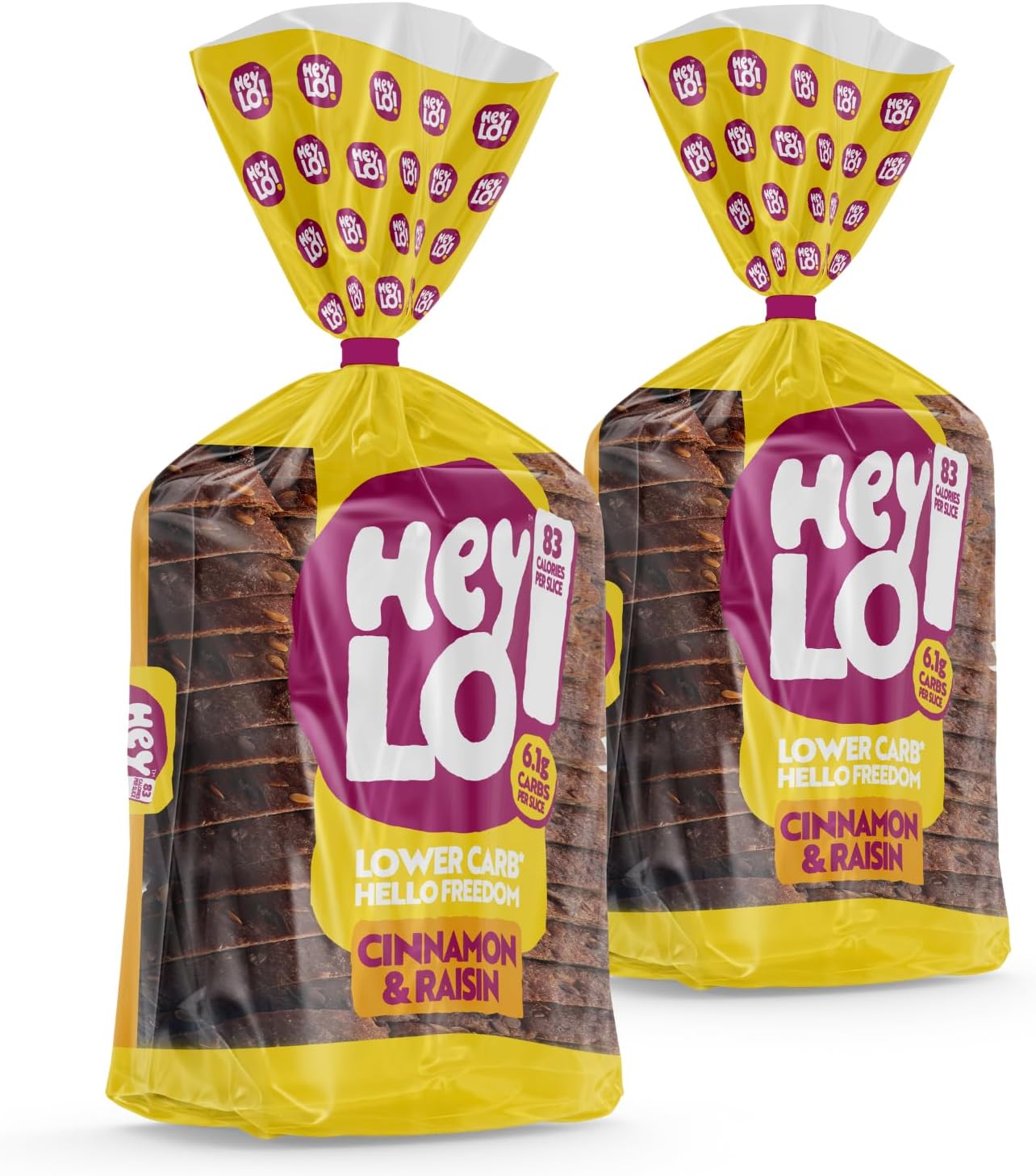 Heylo Keto Cinnamon & Raisin Bread 2 x 450g | Low Carb, High Fibre Loaf for Toast & Sandwiches