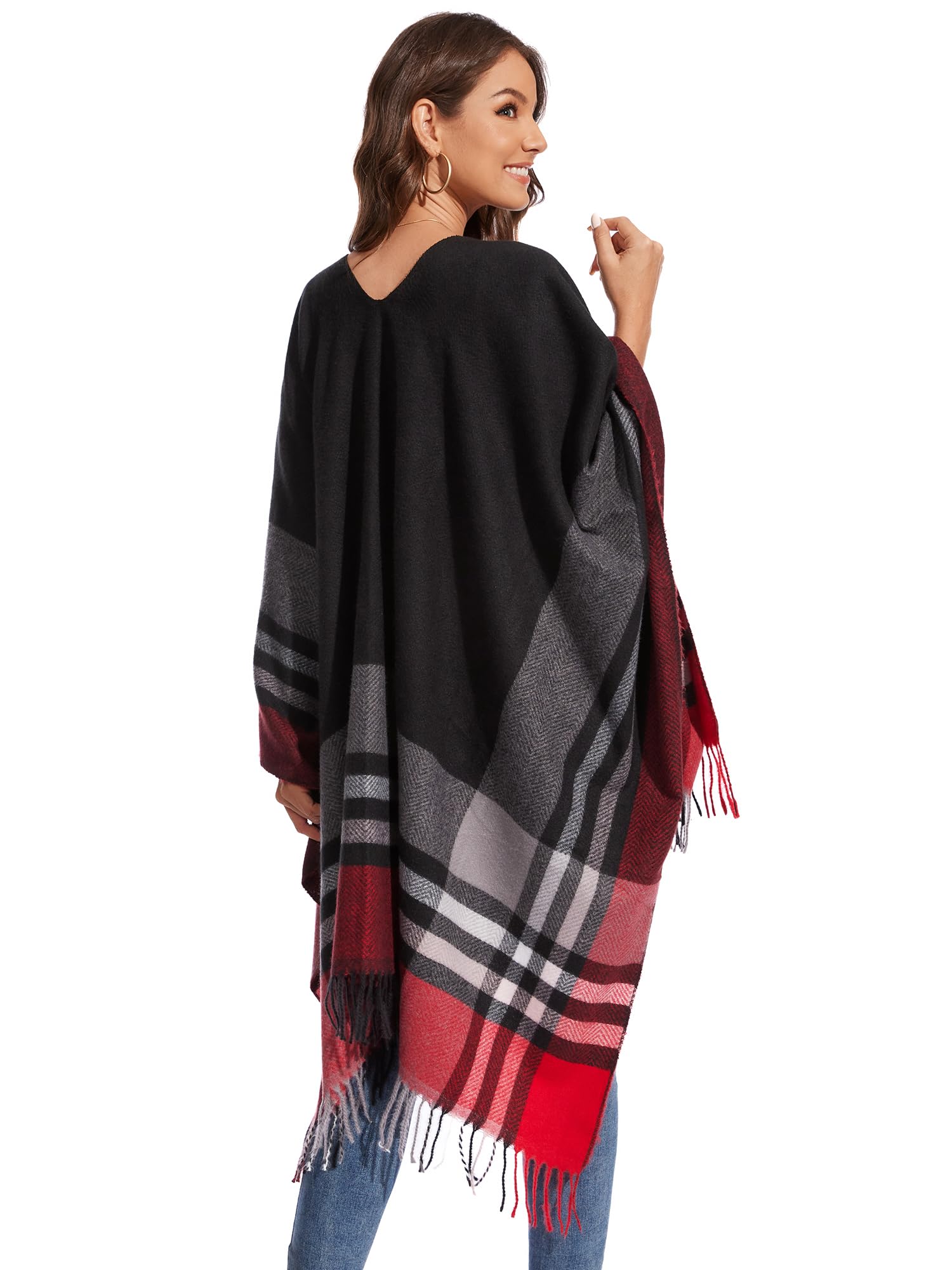 colornival Elegante Mantella da Donna con Fronte Aperto Poncho Morbido, Adatto per Primavera, Autunno e Inverno