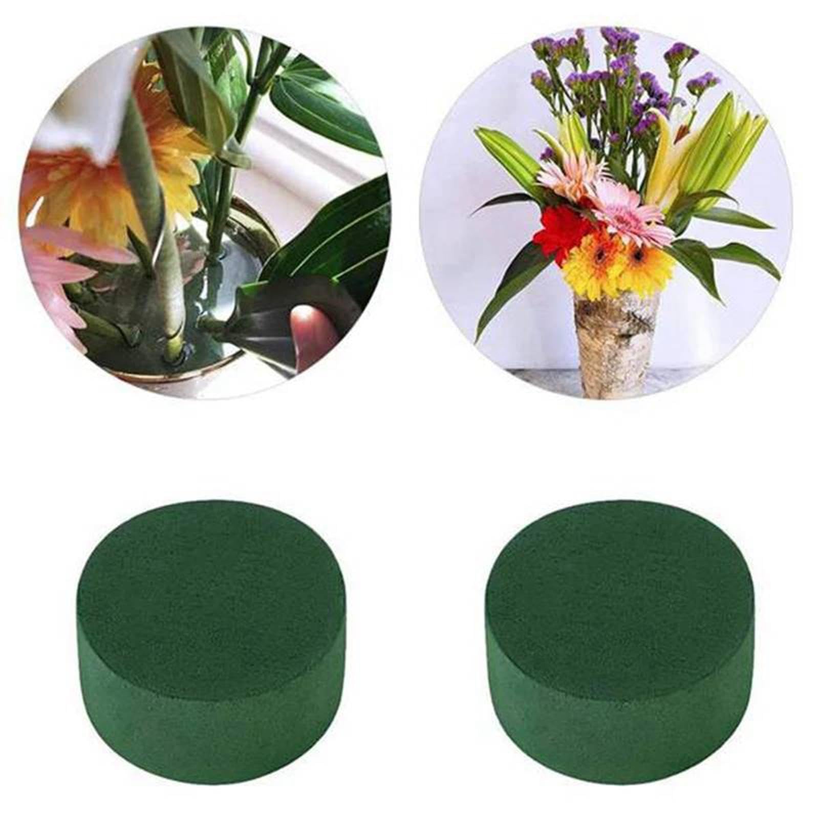 Round Floral Foam Blocks Flower Arrangement Kit for Fresh or Silk Artificial Flowers Premium Green Plant Foam for Birthday Decoration Party (3.15x1.57 Inch)(Pack of 2) 1