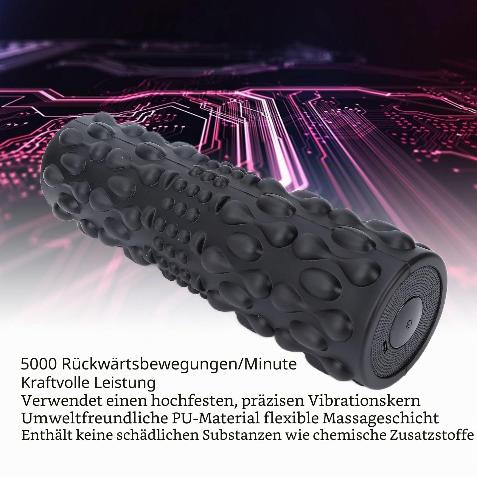 Professionelle Elektrische Fitnesswalze mit 5-Gang-Schwingung und Lithiumbatterie mit Hoher Dichte, Schwarze Elektrische Yoga-Roller Zur Muskelentspannung