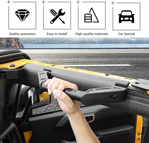 Miniatura 3 de Hoolcar Asas de agarre de barra antivuelco frontal, mango de agarre de metal compatible con Ford Bronco 2021-2022, accesorios interiores, 2 unidades
