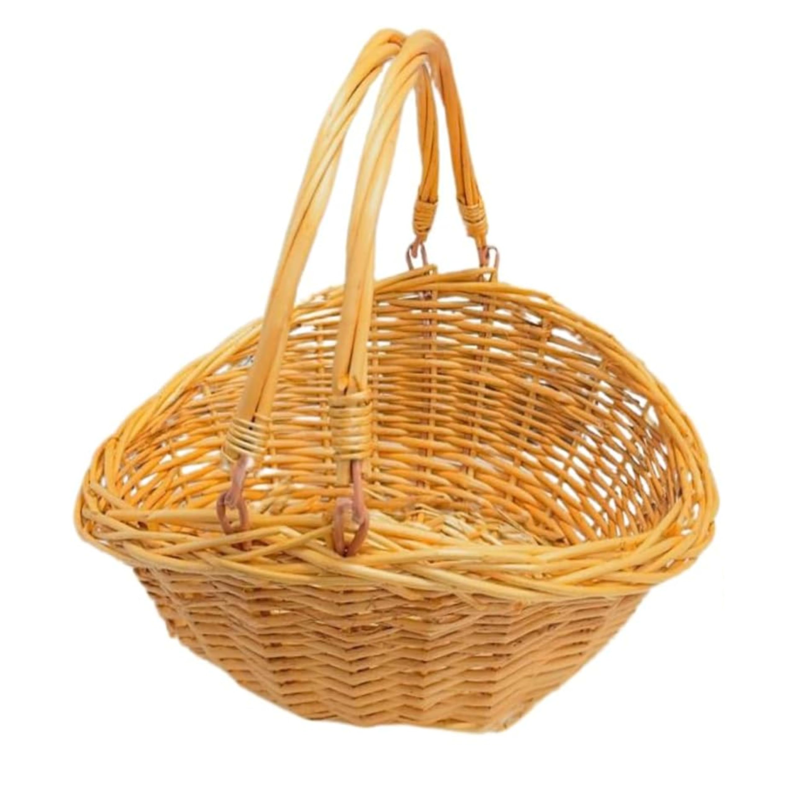 ADEPTNA Vintage Oval Wicker Hamper Storage Gift Shopping Basket High Handle Basket Perfect for Strolls to the Market Picnics Gift hamper Garden Parties (LARGE)
