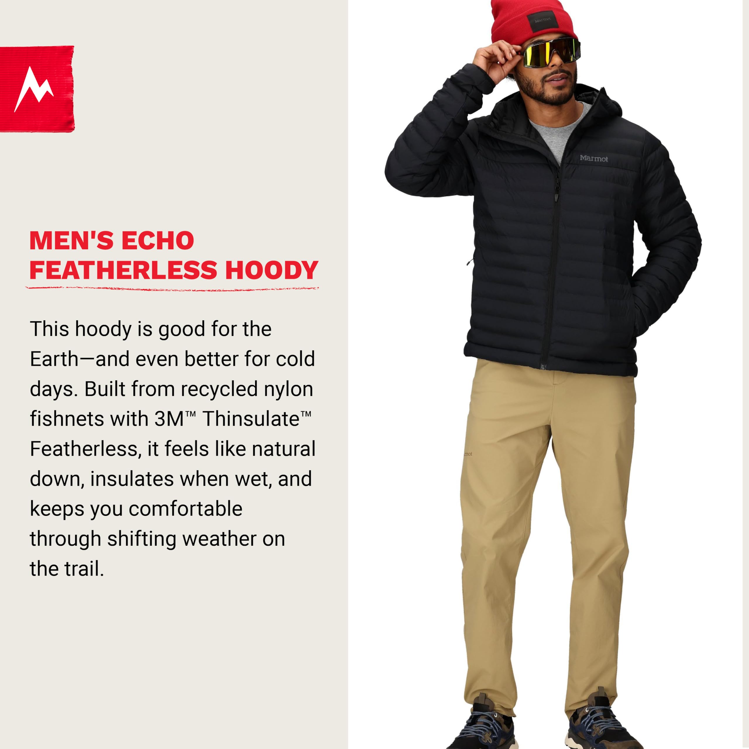 Marmot Echo Featherless Hoody Giacca da escursioni isolata, leggero capotto funzionale idrorepellente, parka imbottita, Outdoor Antivento Uomo (Pacco da 1)