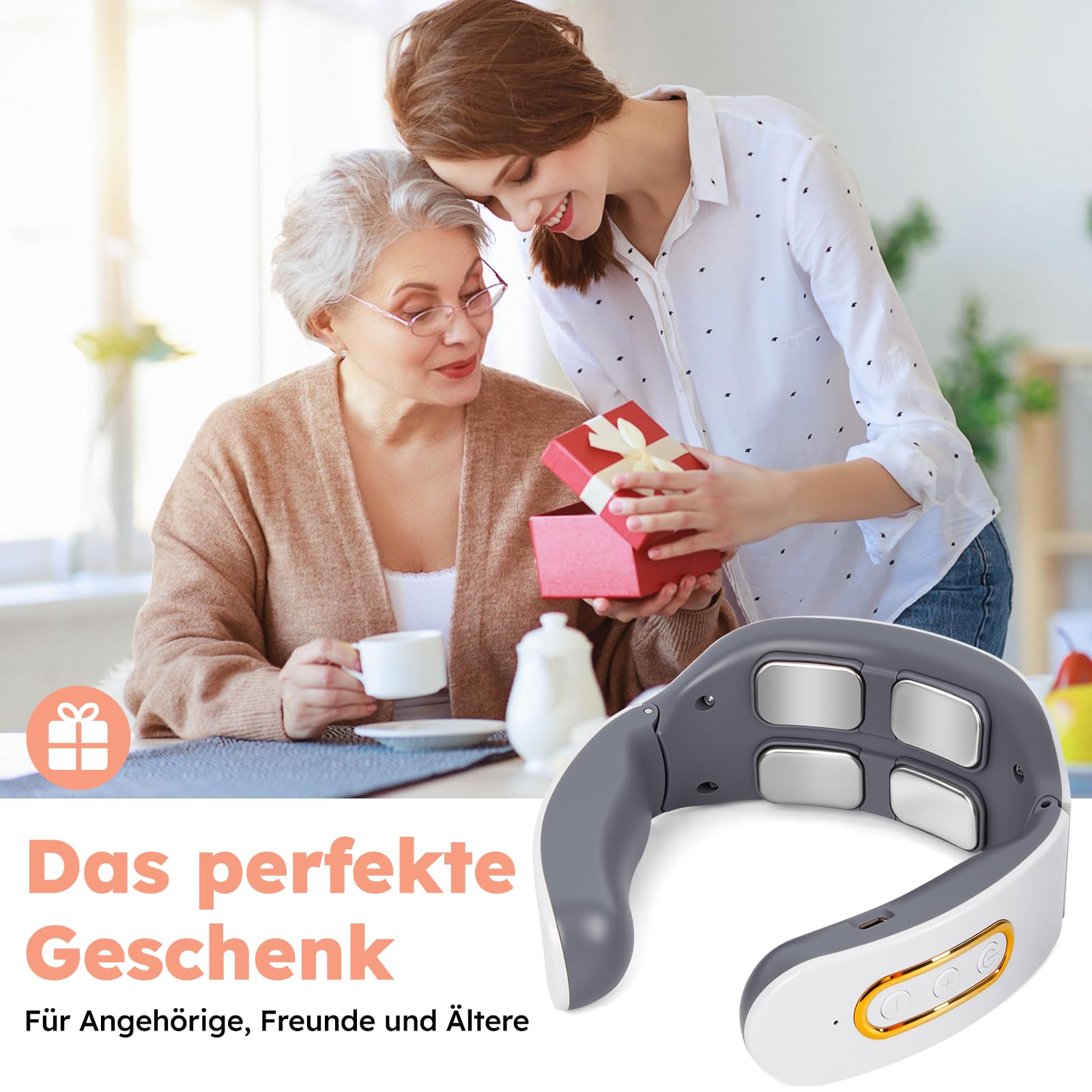 Neurotex Nackenmassagegerät,Mit Stimme,Bio-Neuro-Modulation,11-In-1Nackenlösung,Tragbares Beheiztes Nackenmassagegerät,6 Modi,9 Intensitätsstufen,Elektrisches Nacken Massage für Büro Hause und Reise
