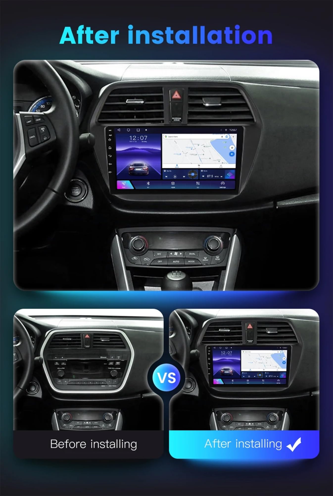 9-calowe radio samochodowe z systemem Android 12 2 DIN do Suzuki SX4 2 S-Cross 2012-2016 z kamerą cofania, sterowanie kierownicą, Bluetooth, GPS, nawigacja, bezprzewodowy mikrofon CarPlay WiFi