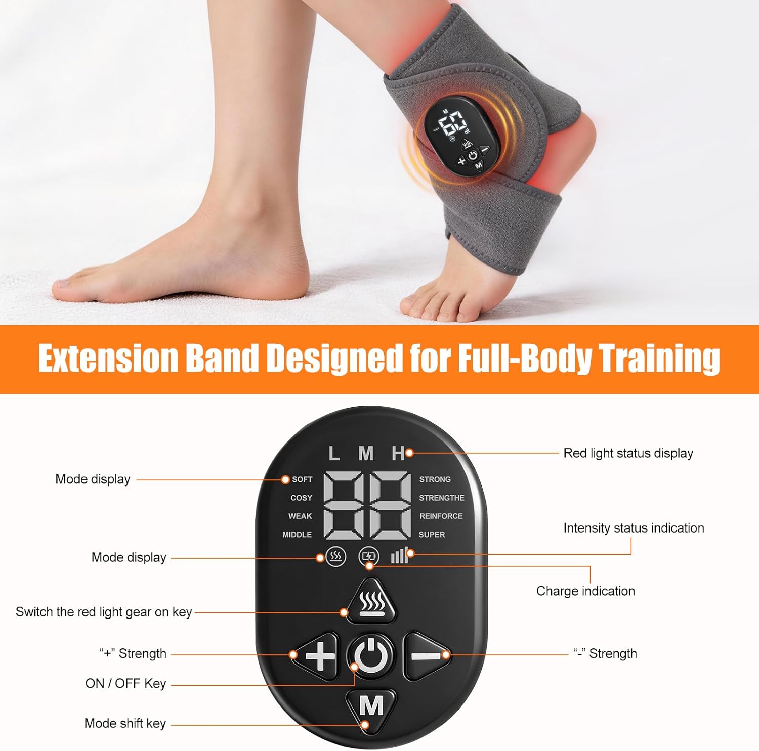 Foot Renew Massager for Neuropathy, with Red Light Therapy for Feet & Ankle, Infrared Neuropathy Foot Massager with Heat, 8 Massage Modes, 20 Intensity Levels, Wearable Ankle & Body Massager