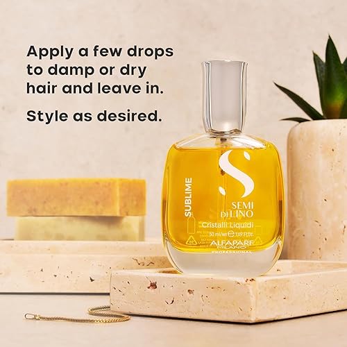 Miniatura 3 de ALFAPARF MILANO Semi di Lino Sublime Cristalli Liquidi Aceite para el cabello con protección térmica, tratamiento superior de suero suavizante para