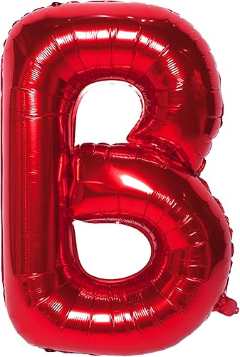 Globos de letras gigantes de 40 pulgadas de aluminio de helio jumbo para decoraciones de fiestas, color rojo B