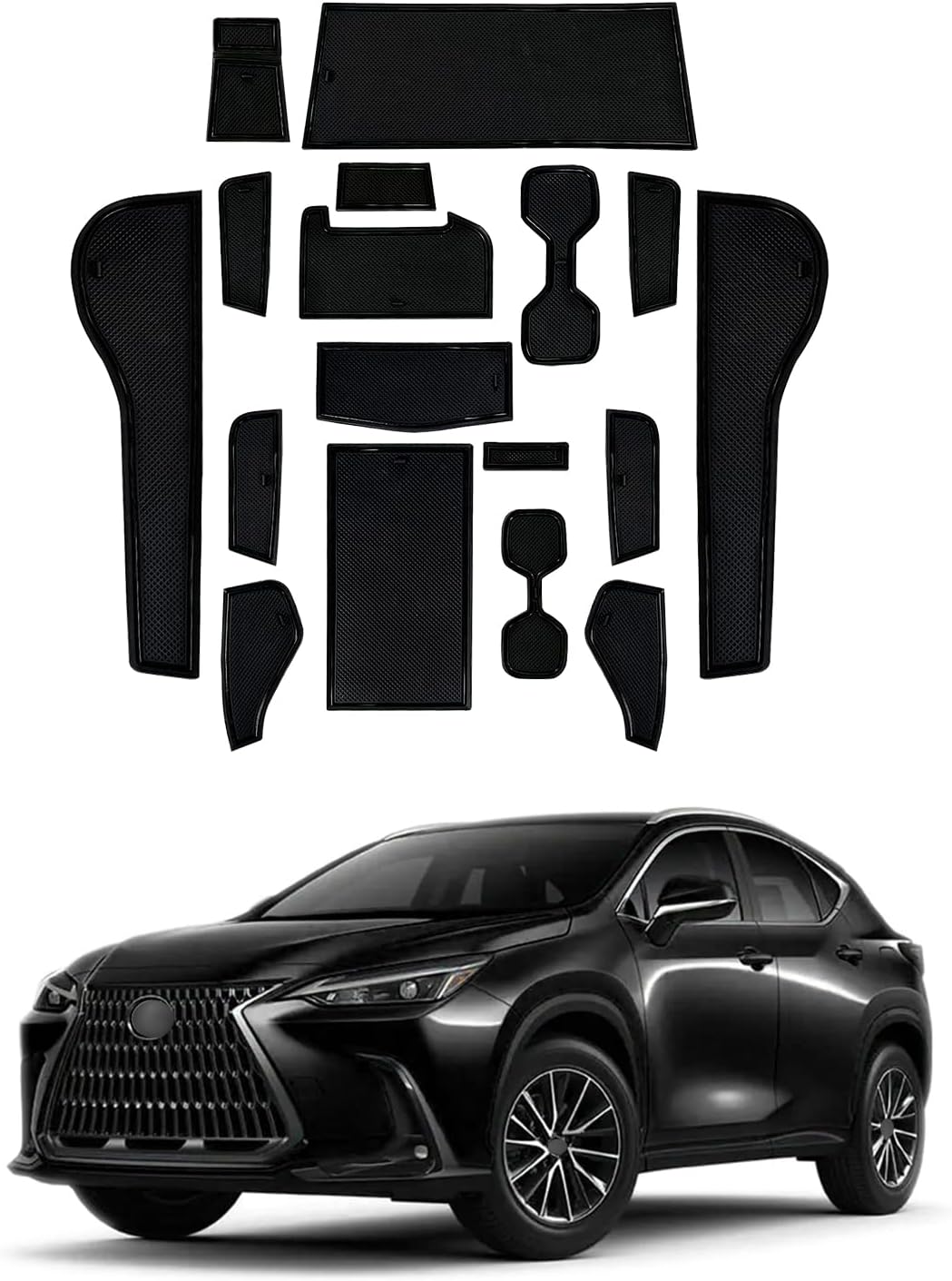 LFOTPP 2023 NX Car Door Slot Mat Accessories 2022 2023 Lesux NX 250 NX 350 NX 350 F Sport Handling Gate Slot Mats Center Console Liners Mats Non-Slip Interior Cup Holder Pads Mat Cushions Rubber Mat