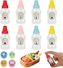 8 PCS Mini Ketchup Bottles, 25ml Condiment Squeeze Bottle, Plastic Containers for Sauces, Portable Small Squeeze Containers with 4pcs Sauce Box for Kids Picnic Honey Soy Sauce Salad Dressing