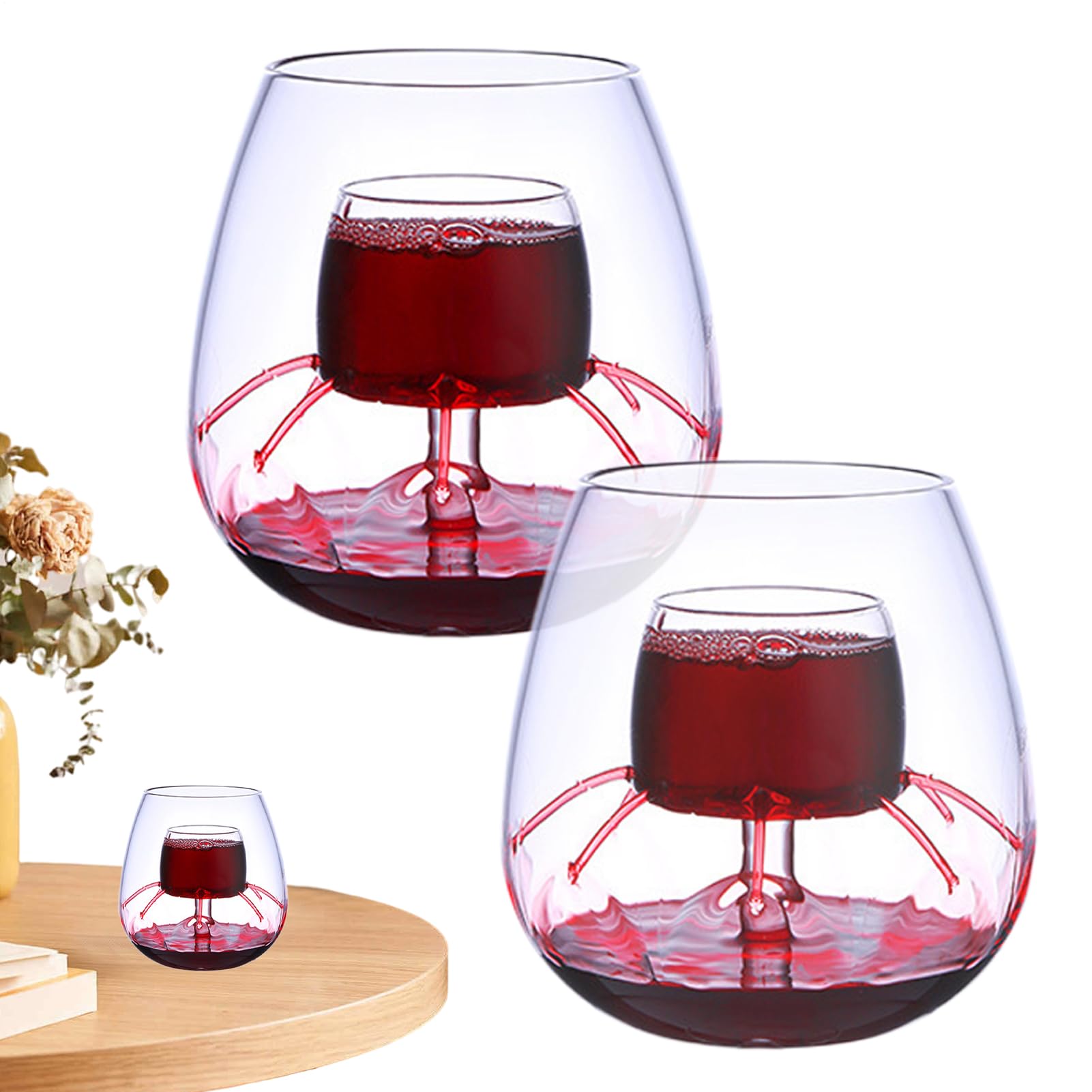 Set di caraffe per calici da vino, con aerazione, trasparente | effetto fontana, per , caffè, tè