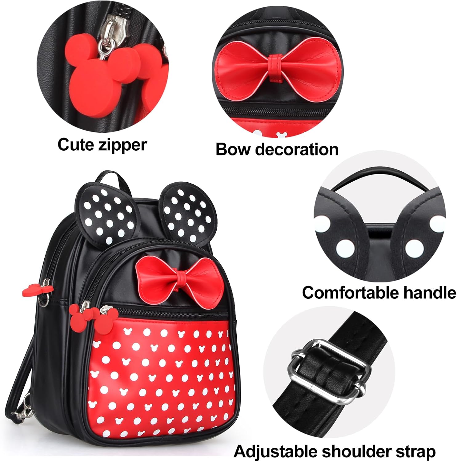 Voikukka Mini Backpack for Girls Small Backpacks Cute Little Kids Mini Mouse Backpacks for Toddler Girl Backpack Purse Gift Leather Child Crossbody Bag Children Travel Toys Baby Girl Purse - Image 6