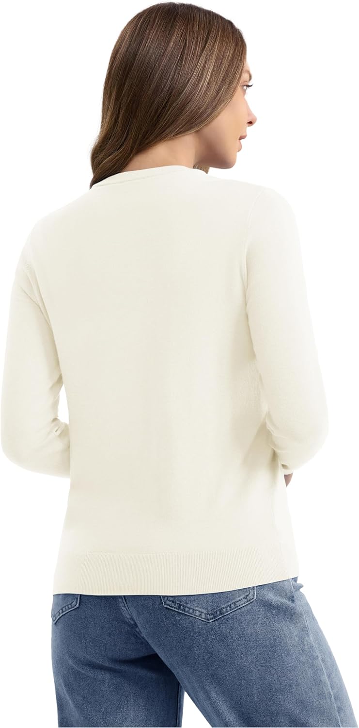 YUCOLEN Women's Cardigans Sweater Lightweight Button Down Crew Neck Long Sleeve Soft Knit Casual Cardigan - Image 4