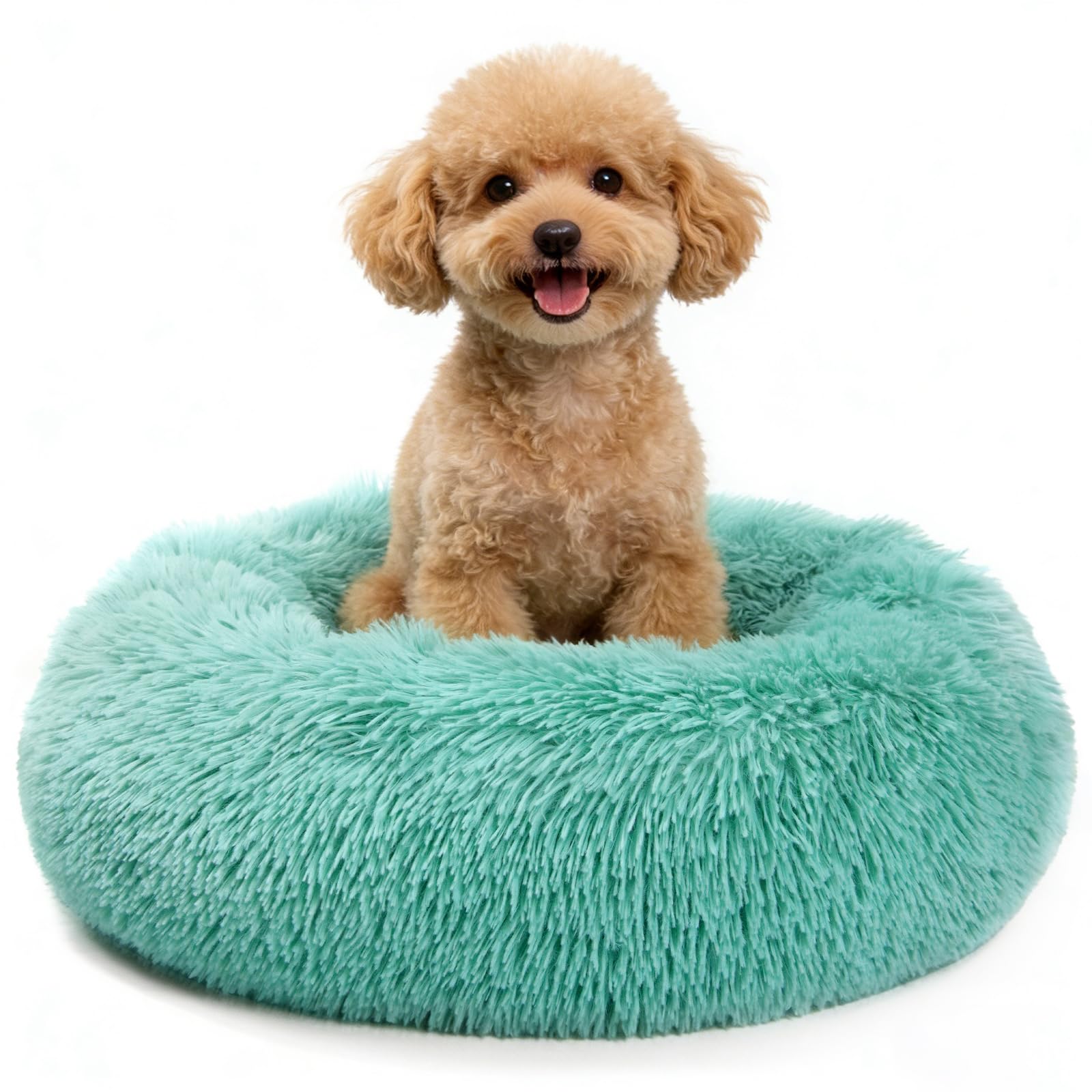 MDDK DY Cuscino per cani, Cuccia Cane interno Morbida Rotonda, Anti-ansia e soffice cuccia gatto, Base Antiscivolo e Lavabile, 60 cm Verde Scuro