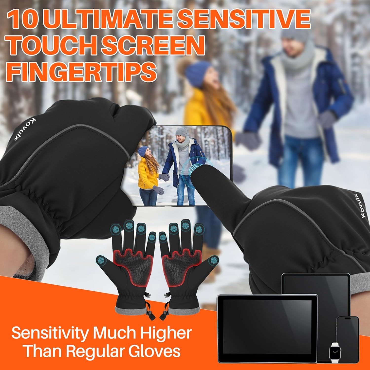 Winter Gloves Warm for Men & Women - Waterproof Touchscreen Outdoor Thermal Gloves with Plush Lining/Adjustable Wrist,Snow Shoveling Commuting Skiing - Image 4