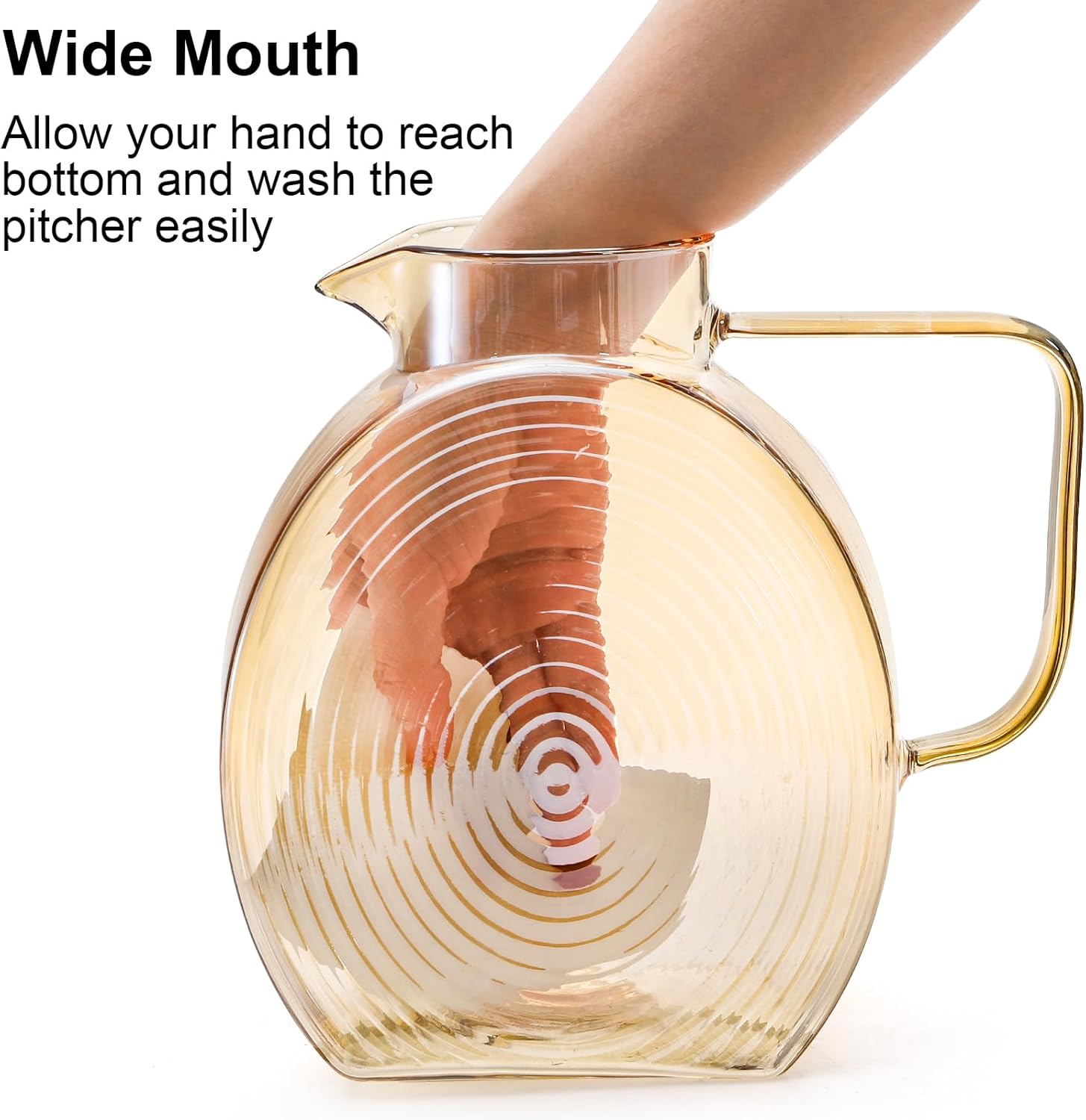 Suwimut Glass Pitcher with Lid and Spout, 2.5 Liter 84 oz Jug Water Pitcher with Handle for Fridge, High Borosilicate Large Glass Carafe Jug for Hot/Cold Water Iced Tea Juice Coffee Milk Beverage - Image 5