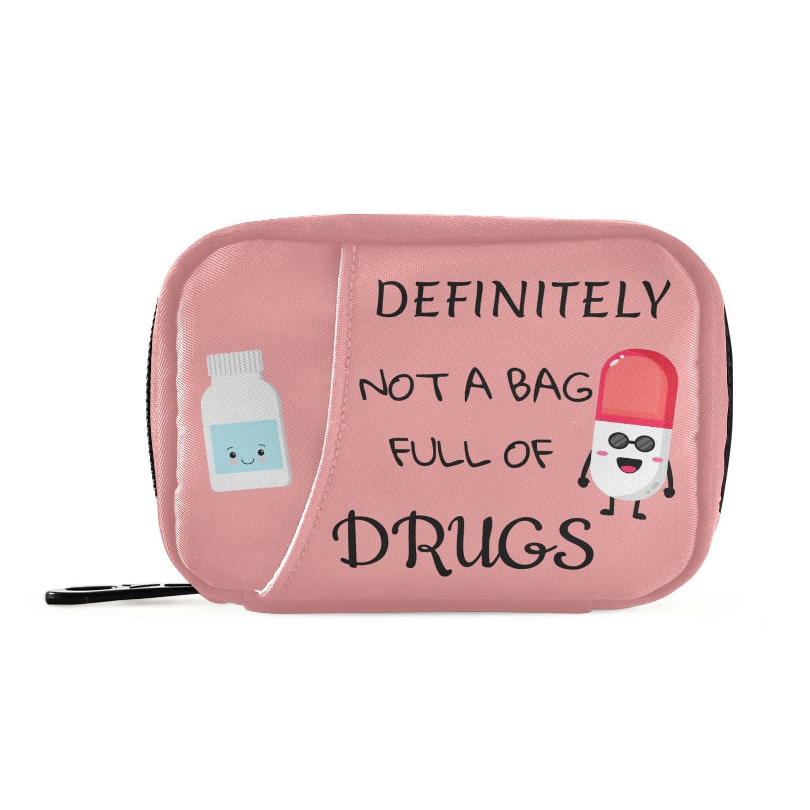 Pill Organizer Pill Character Pill Box 7 Day Pill Case Bag Travel Pill Organizer Bag with Zipper Portable Weekly Case Compact Size for Vitamin Supplement Holder