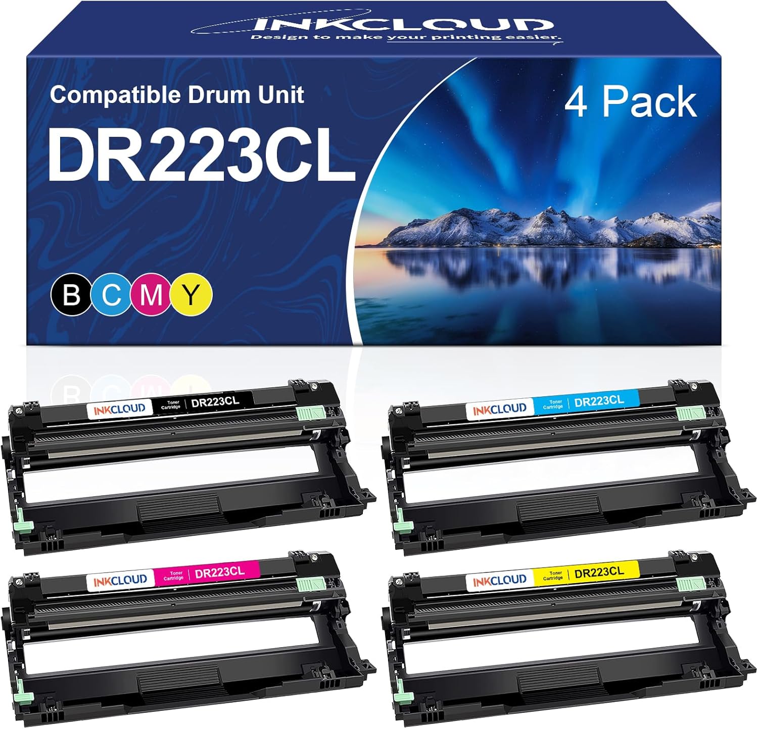 INKCLOUD DR223CL Compatible Drum Unit Replacement for Brother DR223CL DR-223CL DR223 Work with Brother MFC-L3770CDW MFC-L3750CDW HL-L3270CDW HL-L3290CDW HL-L3230CDW 4 Pack