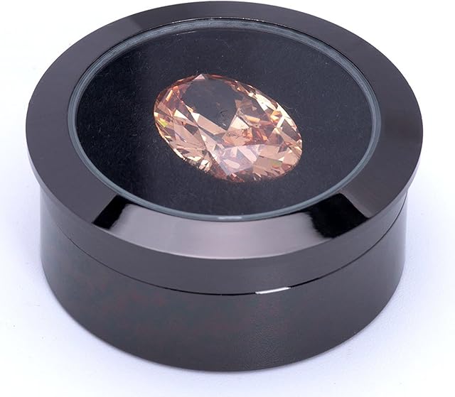 POKOFO Mini Diameter 1.3 inch Loose Diamond or Gemstone Display Case (Black)