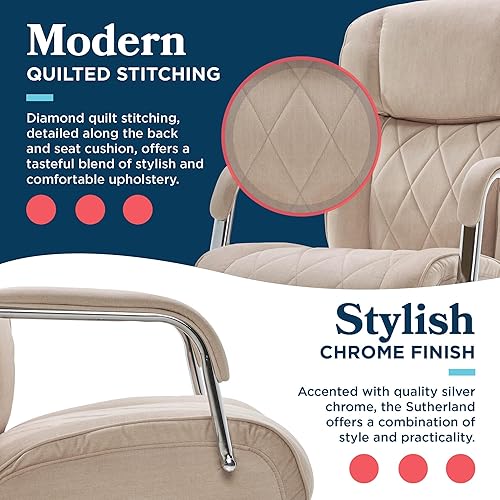 Miniatura 5 de La-Z-Boy Sutherland - Silla de oficina ejecutiva de cuero acolchado con brazos acolchados, silla de escritorio ergonómica de respaldo alto con