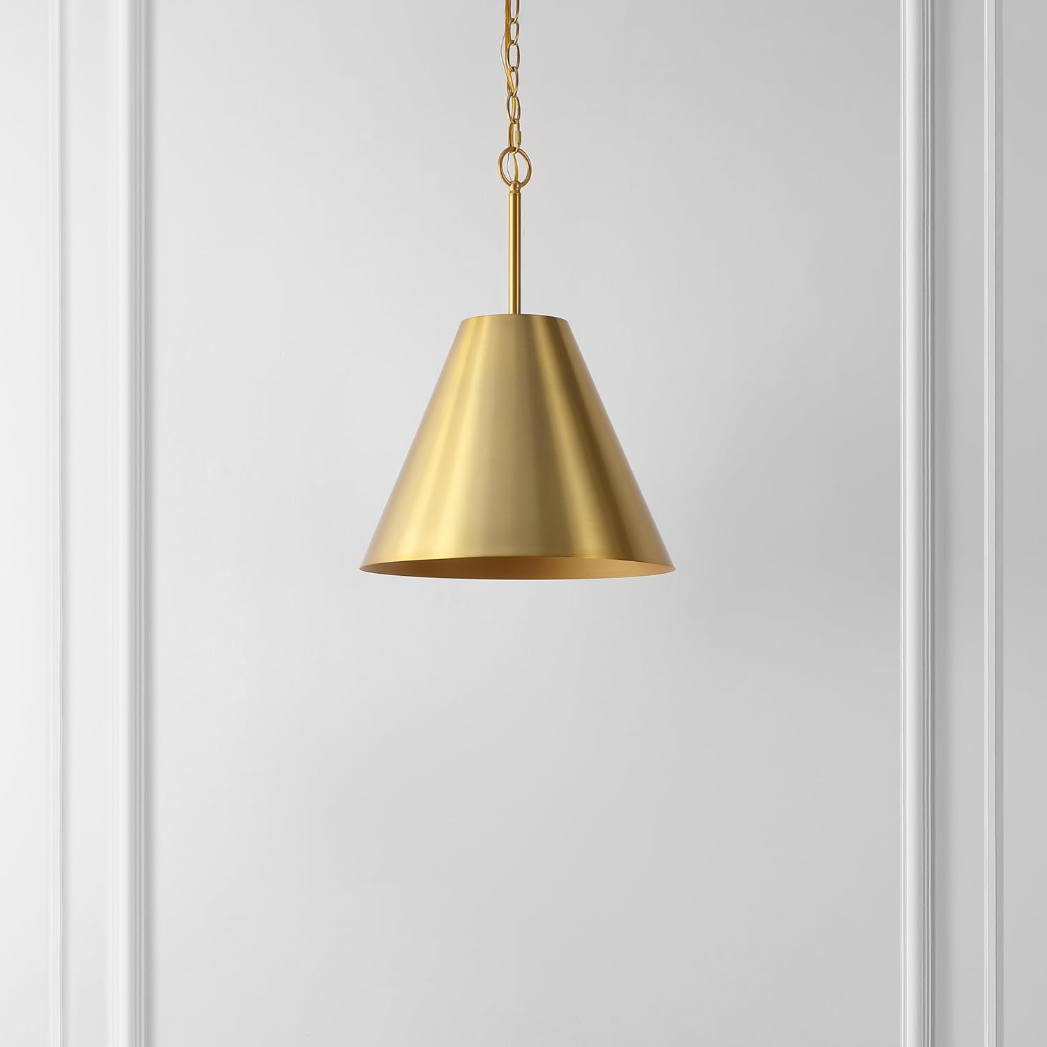 SAFAVIEH Lighting Collection Jenner Brass Gold Adjustable Pendant Hanging Light Fixture, Ideal for Dining Room, Kitchen Island, Entryway (LED Bulb Included)