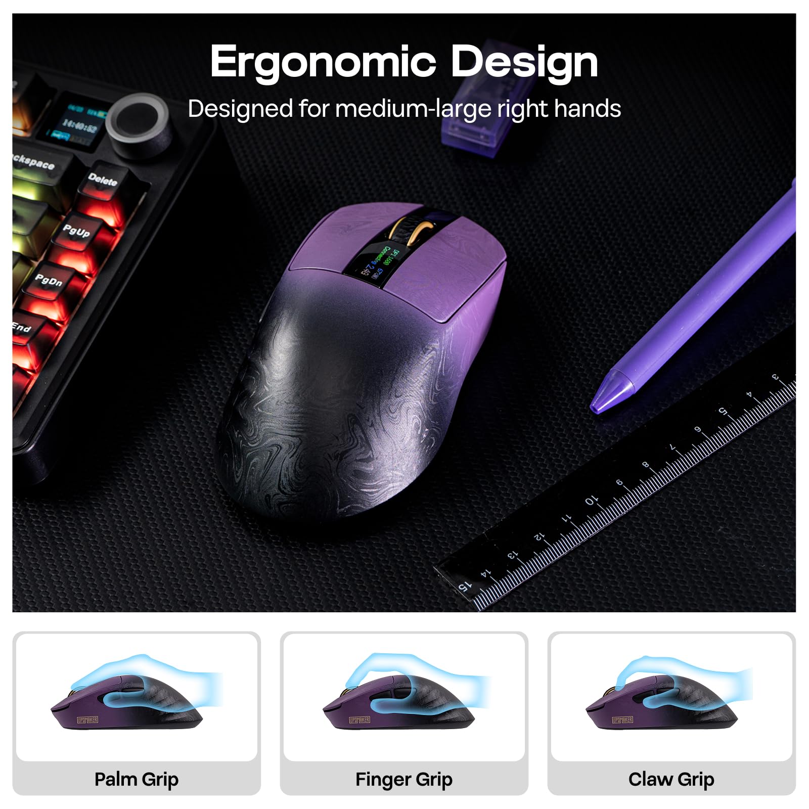 EPOMAKER Carbonis Mouse Inalámbrico para Gaming con Pantalla
