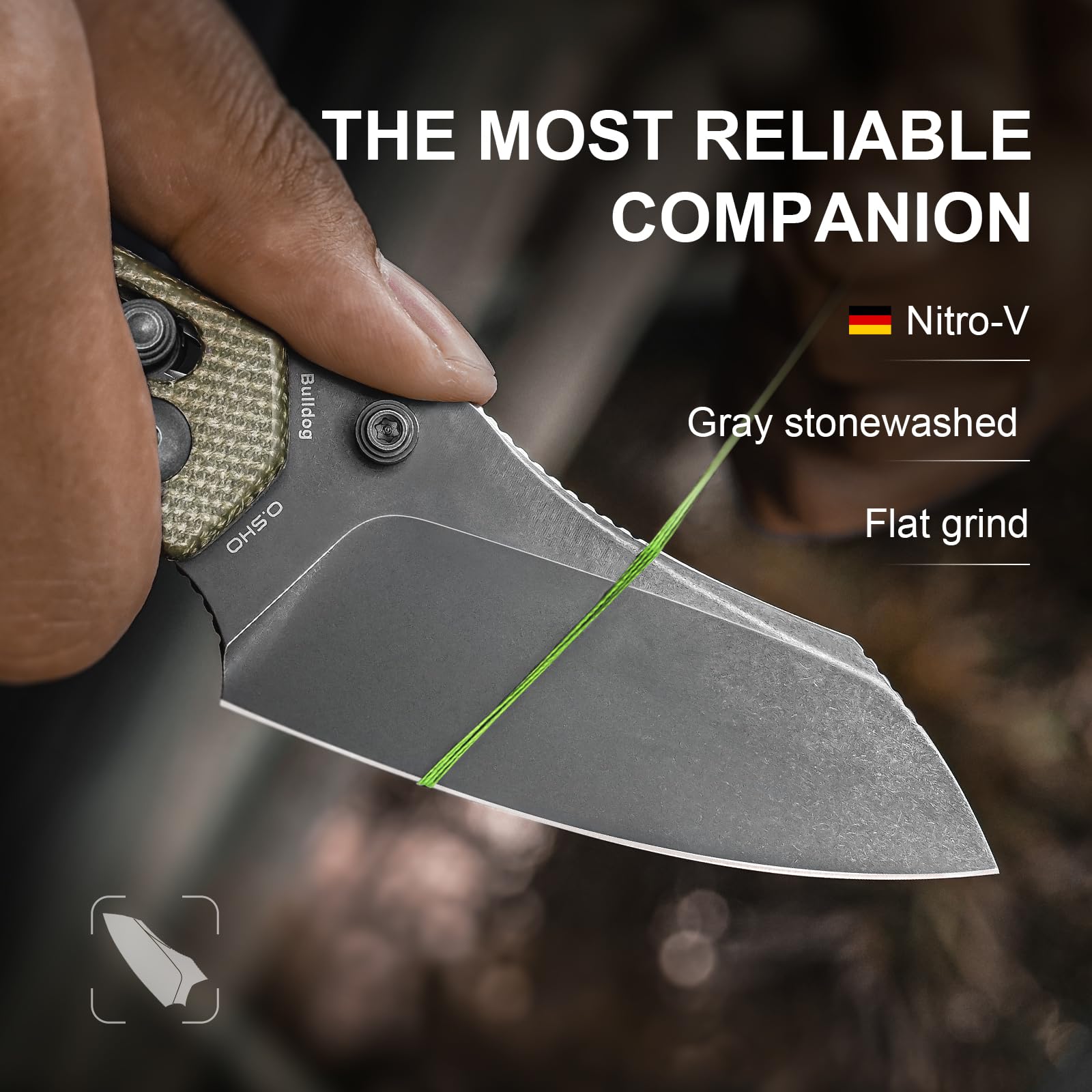 Kizer Bulldog Taschenmesser 7,62cm Nitro V Klinge Klappmesser Micarta Griff Camping Jagdmesser Clutch Lock EDC