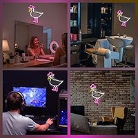 Vista 5 de Letrero de neón de cowboy y pato, letreros de neón de pato y botas de vaquera para decoración de pared, letreros de neón LED rosa con conectividad