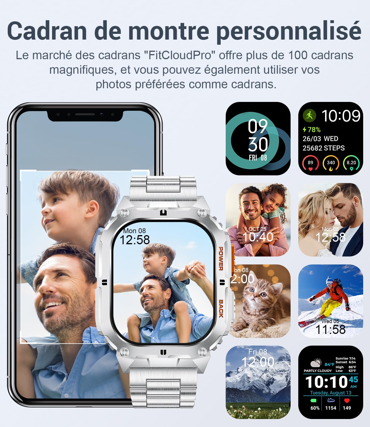 LIGE Montre Connectée Homme avec Appel Bluetooth Assistant Vocal, 1.95'' AMOLED Montre Connectée Sport 100+ Sportifs avec 24/7 Moniteur de Fréquence Cardiaque Sommeil SpO2 pour Android iOS