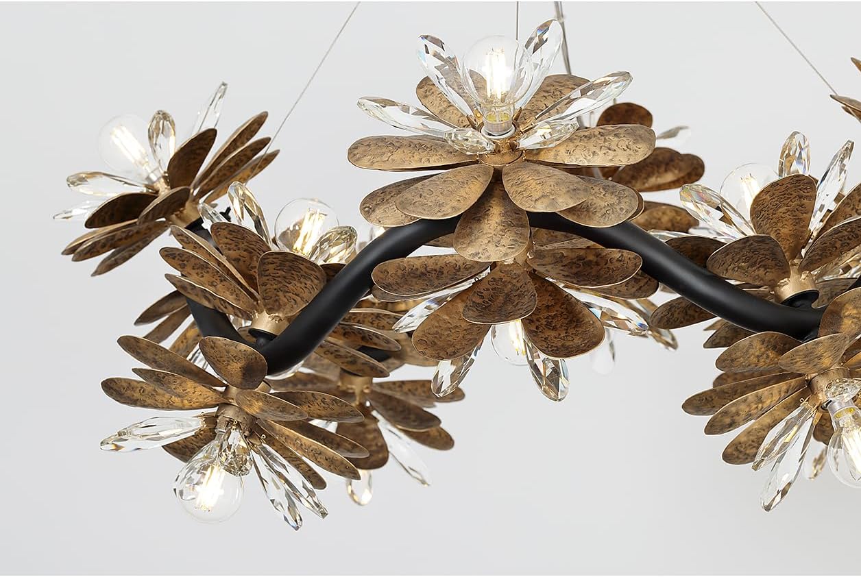 Savoy House 1-1961-16-18 Giselle Modern Farmhouse Shabby Chic Metal, Crystal Faceted Flower Chandelier, 16-Light 960 Total Watts, 25" H x 33" W, Delphine