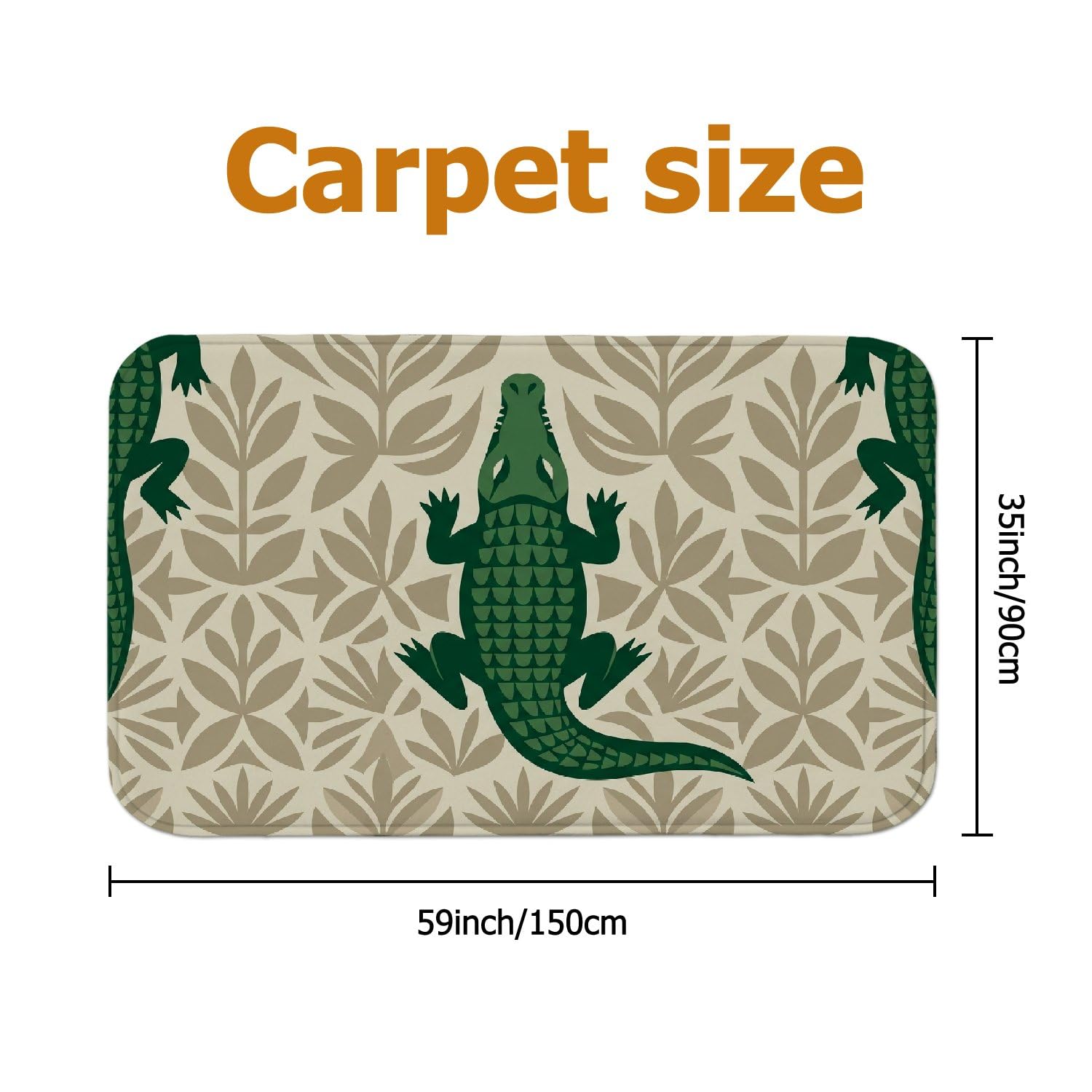 Alfombra de área de cocodrilo, diseño tropical de hojas naturales, sin esponja de pelo bajo, suave, rectangular, resistente a las manchas, para sala de estar, dormitorio, aula, decoración de
