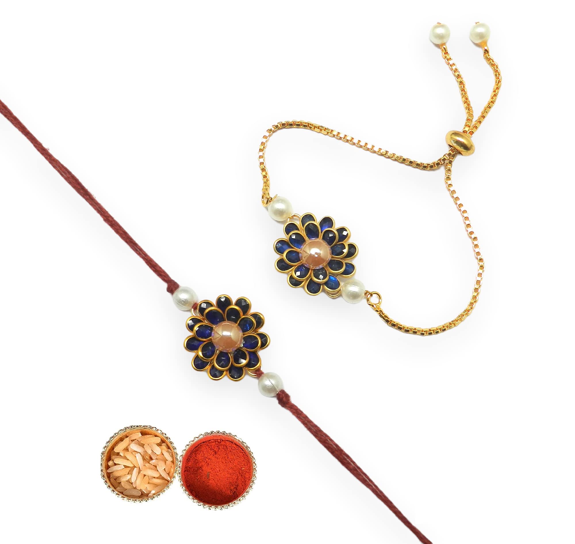 Radhesh Creation and Jewellery Multicolour Brass Fancy Beautiful Rakhi Set Combo for Bhaiya and Bhabhi (B07V2TJW93) Amazon Price History, Amazon Price Tracker