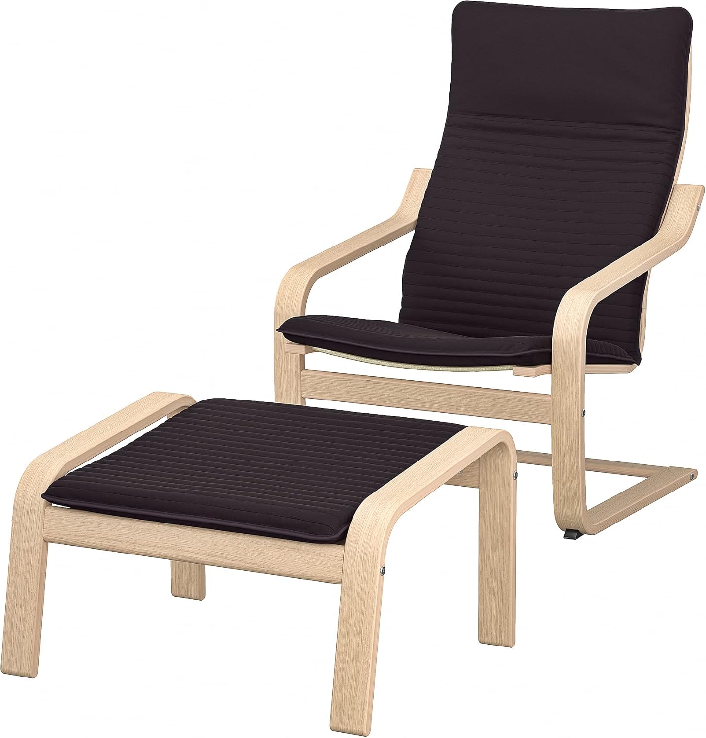 POÄNG Arm Chair and Footrest, White Stained Oak Veneer / Knisa Black