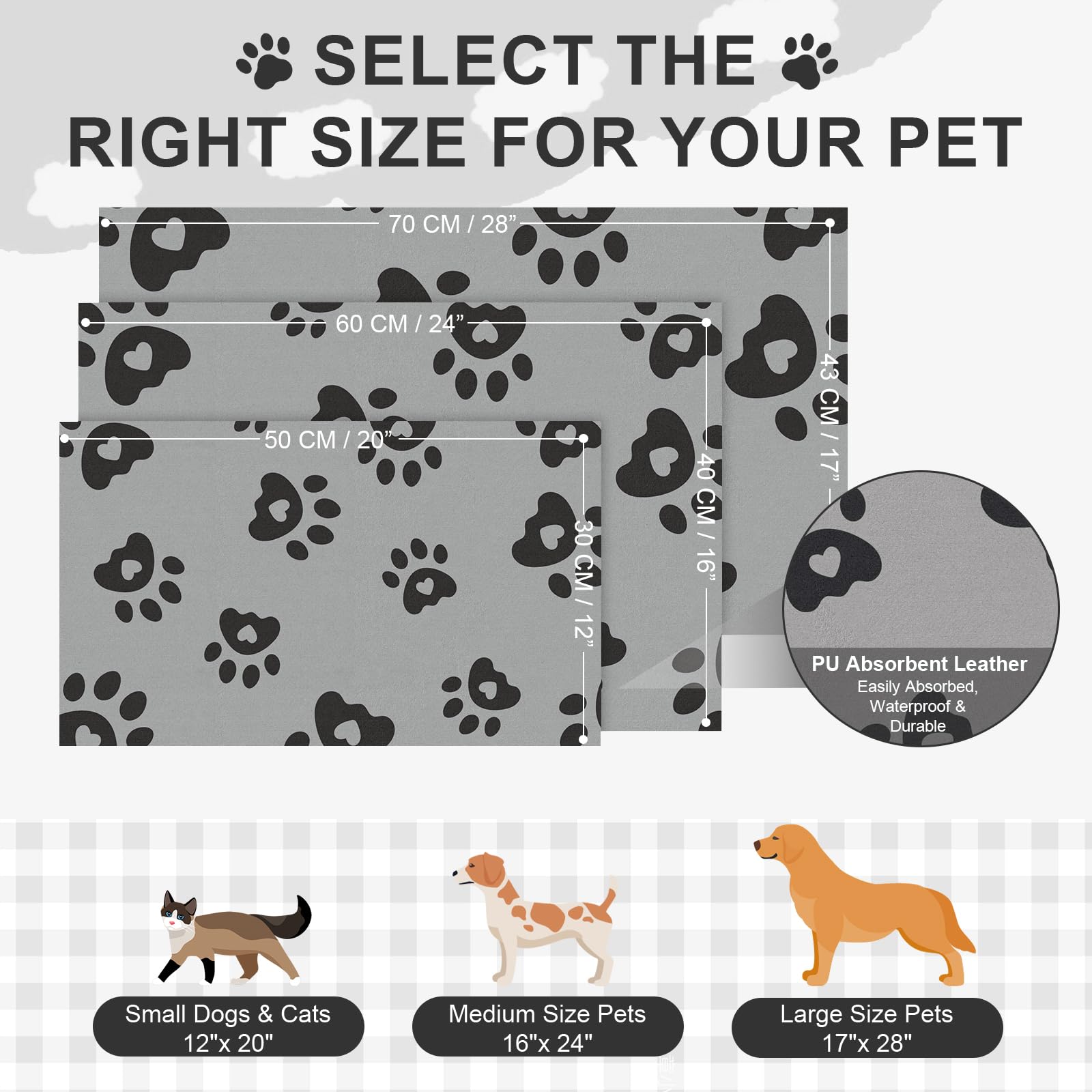 BLESWIN Tapis d'alimentation pour Animaux de Compagnie 30x50cm