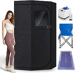 Caixa de sauna a vapor, sauna portátil para casa com vaporizador de 3L, controle remoto, cadeira dobrável e tapete, barraca de sauna interna para perda de peso e desintoxicação