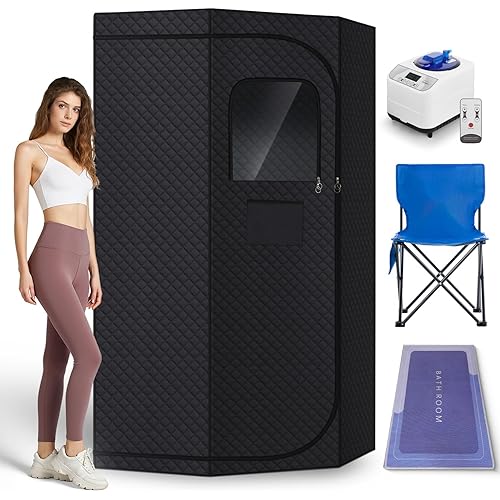 Steam Sauna Box, Portable Sauna for Home with 3L Steamer, Remote Control, Folding Chair and Mat,Indoor Sauna Tent for Weight Loss and Detox