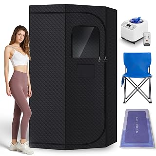 Steam Sauna Box for Detoxification and Relaxation, Indoor Portable Sauna Tent with 3L Steamer and Folding Chair, 9 Levels, High 5.9' - Small Window-Black - Amazon product rated Grade A
