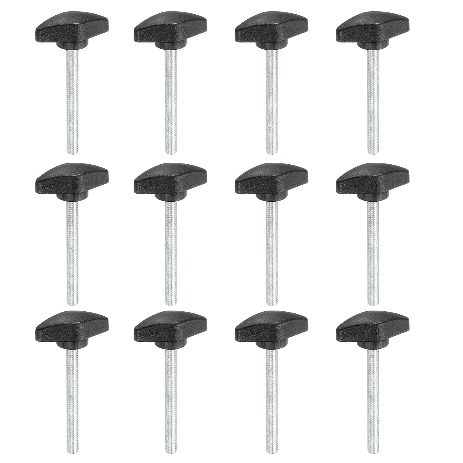 PATIKIL M6 x 55mm Tee Thumb Screws, 12 Pcs 35mm Width Carbon Steel Tee Wing Knobs Screws Clamping t Head Handles Thumbscrew Bolt Screw Kit for Replace Hand Tightening Knob Supply, Black