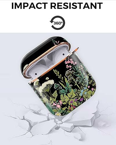 Miniatura 6 de ZEKICE Funda para Airpod de 1 y 2 generación, funda protectora a prueba de golpes, con llavero de oro rosa para niñas, mujeres y hombres (flor linda)