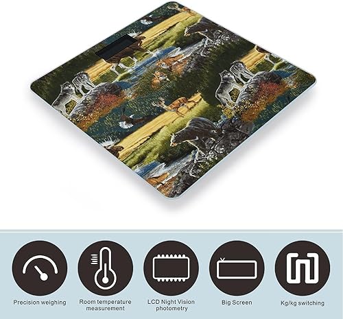 Miniatura 3 de Mountain Wildlife Nature Bear - Escala de alce para peso corporal, báscula de baño digital, diseño de esquina redonda, báscula de peso corporal de