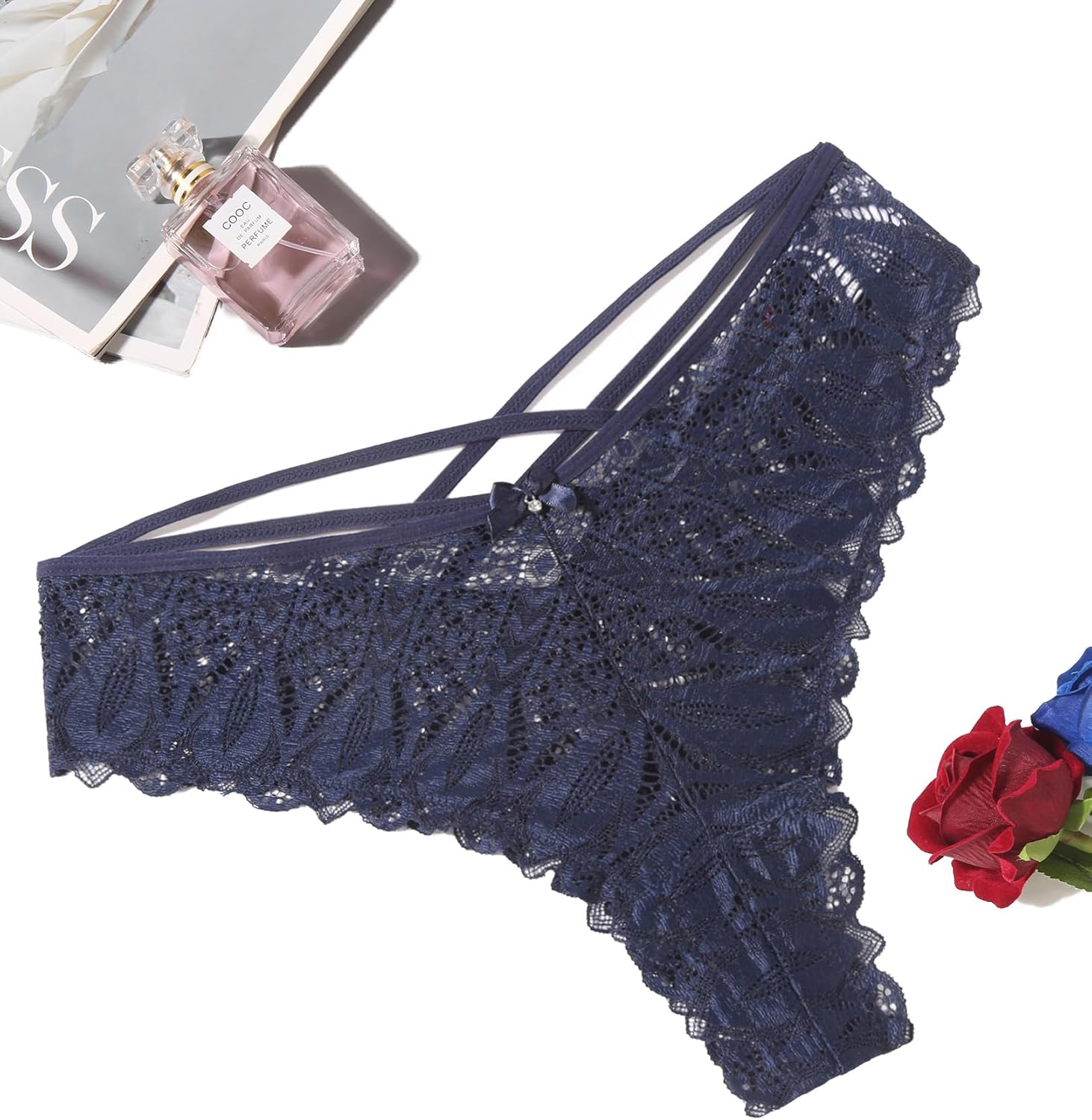 Avidlove Bragas sexy y atrevidas para mujer, paquete de ropa interior de bikini de encaje cruzado