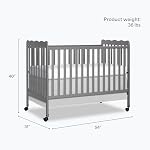 Dream On Me Carson Classique 3-in-1 Lit bébé convertible en gris d'acier, Fait de bois de pin durable, Finition non toxique, Livré avec roues verrouillables, Meubles de chambre de bébé en bois