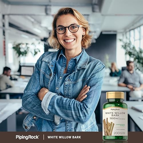 Miniatura 6 de Piping Rock Cápsulas de corteza de sauce blanco de 1500 mg | 200 unidades | Extracto concentrado | Suplemento de hierbas | Sin gluten, sin OMG
