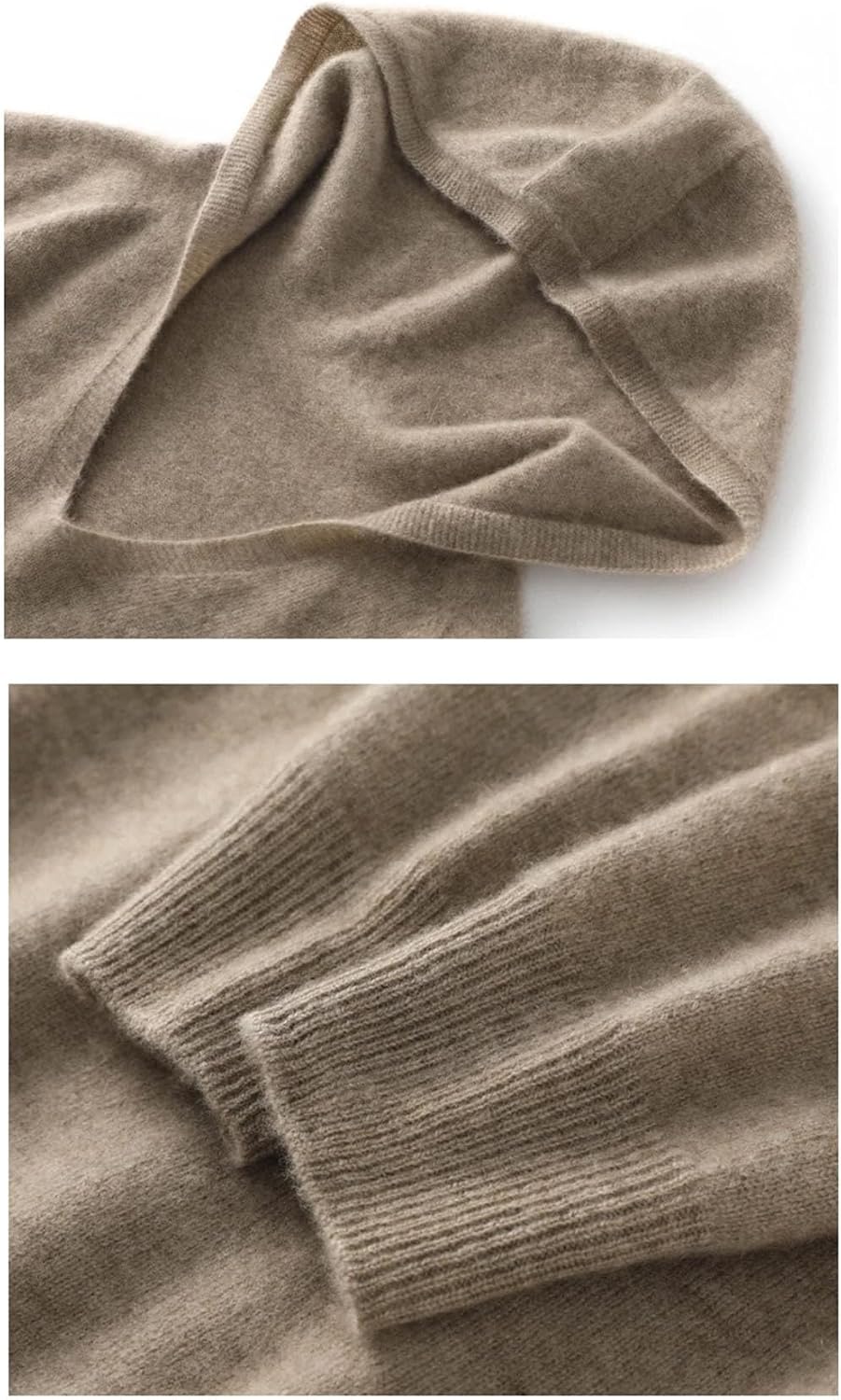 Women's Long Sleeve V-Neck Hooded Sweater Winter Soft Warm Wool Sweatshirts Casual Loose Ribbed Knit Shirts