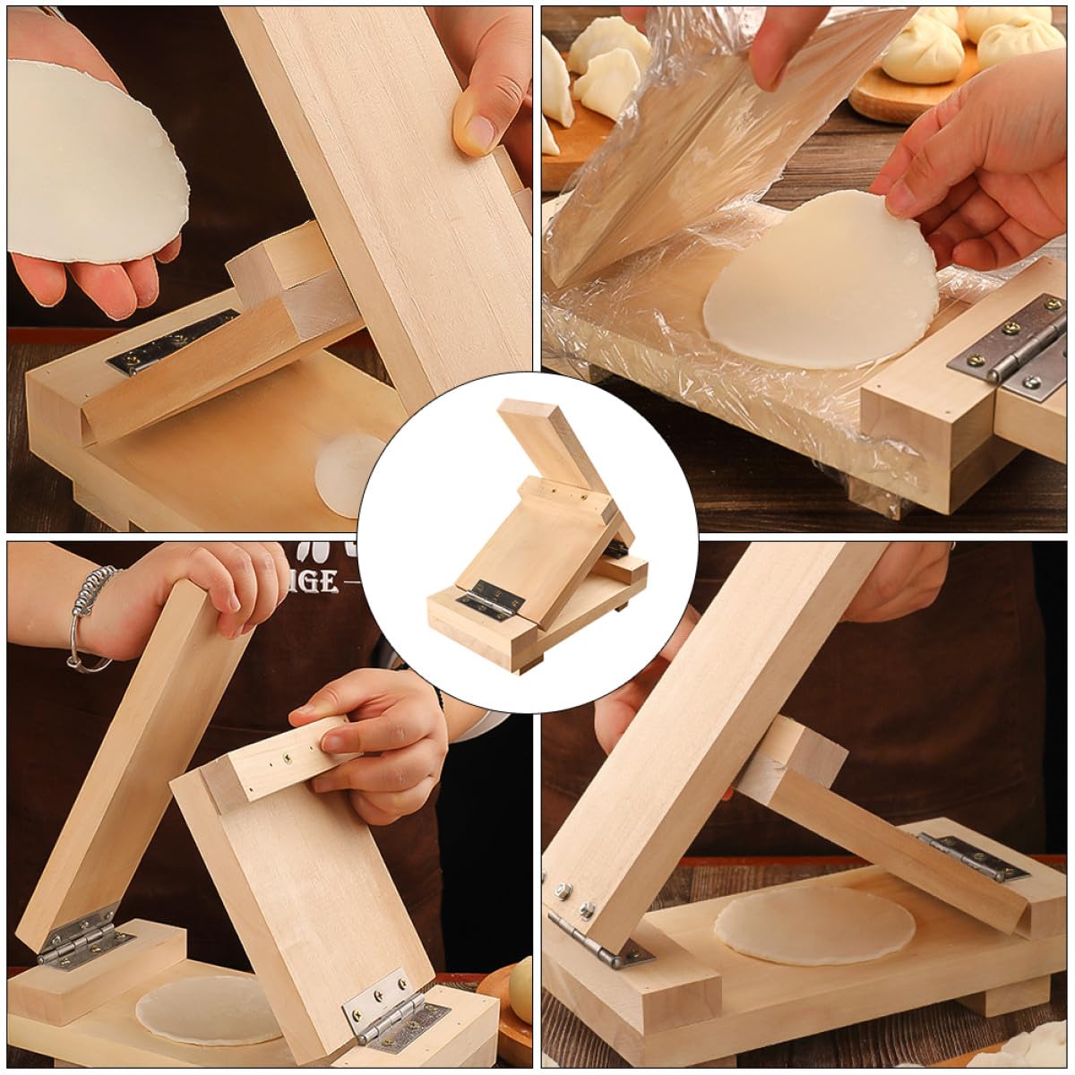 Cabilock Molde De Prensado De Prensa De Masa De Madera Para Hacer Albóndigas Herramienta Para Prensar Masa Máquina Para Hacer Dumplings Utensilio De Cocina Cocina
